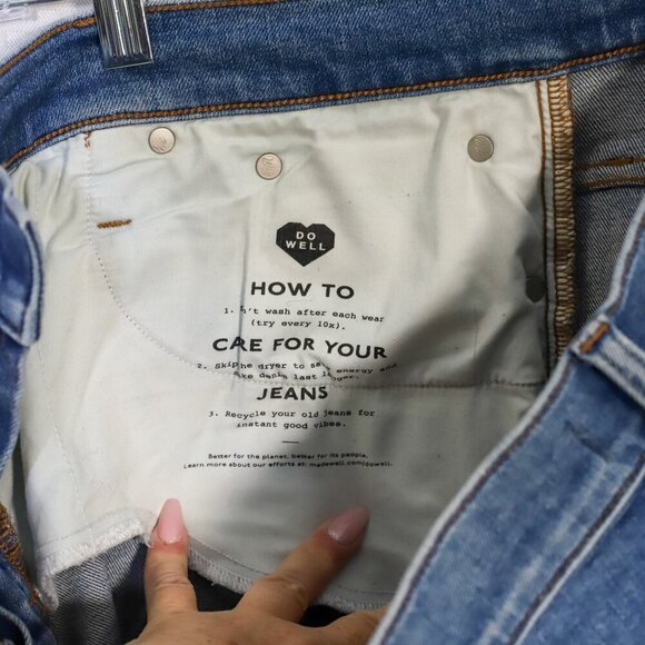 Madewell Kick Out Jeans Women's 32 Mid Rise Raw Hem Flare Stretch Medium Wash - Picture 13 of 13